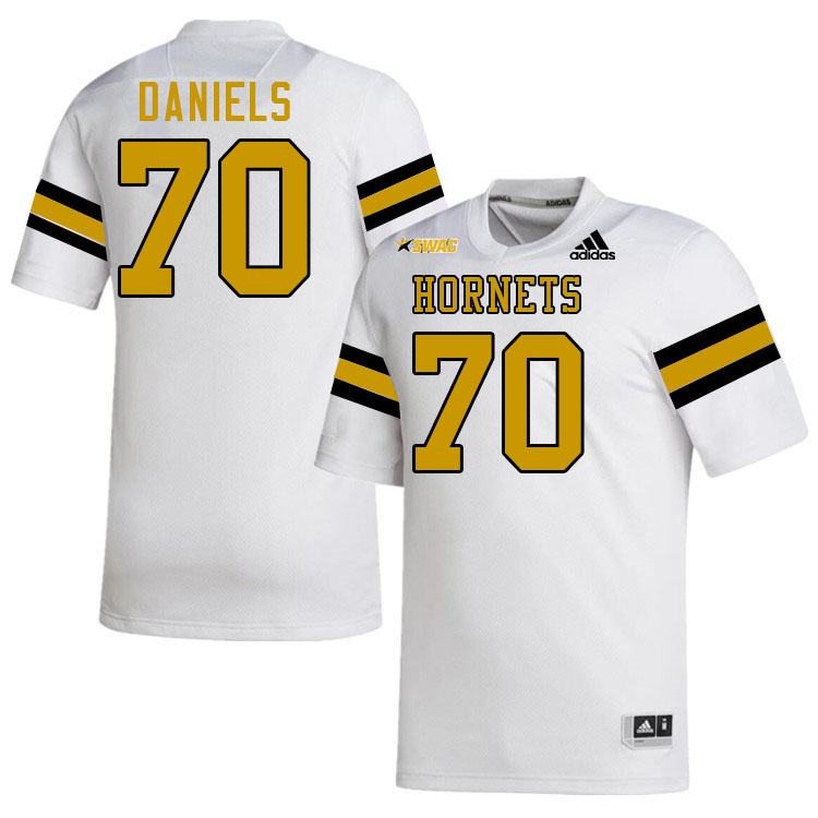 Alabama State Hornets #70 Desmond Daniels College Football Jerseys Stitched Sale-White